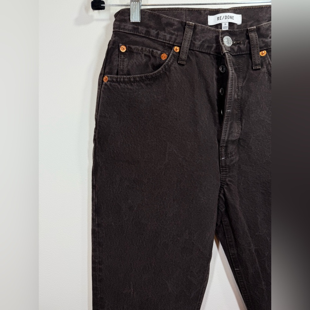 NWOT Re/Done Women’s 70s High Rise Skinny Boot Size 26 in Cocoa - Picture 3 of 10
